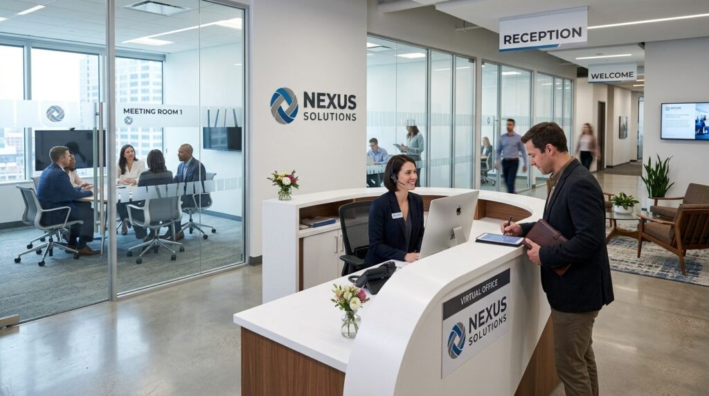 Moderne virtuel modtagekontrol med professionel receptionist.