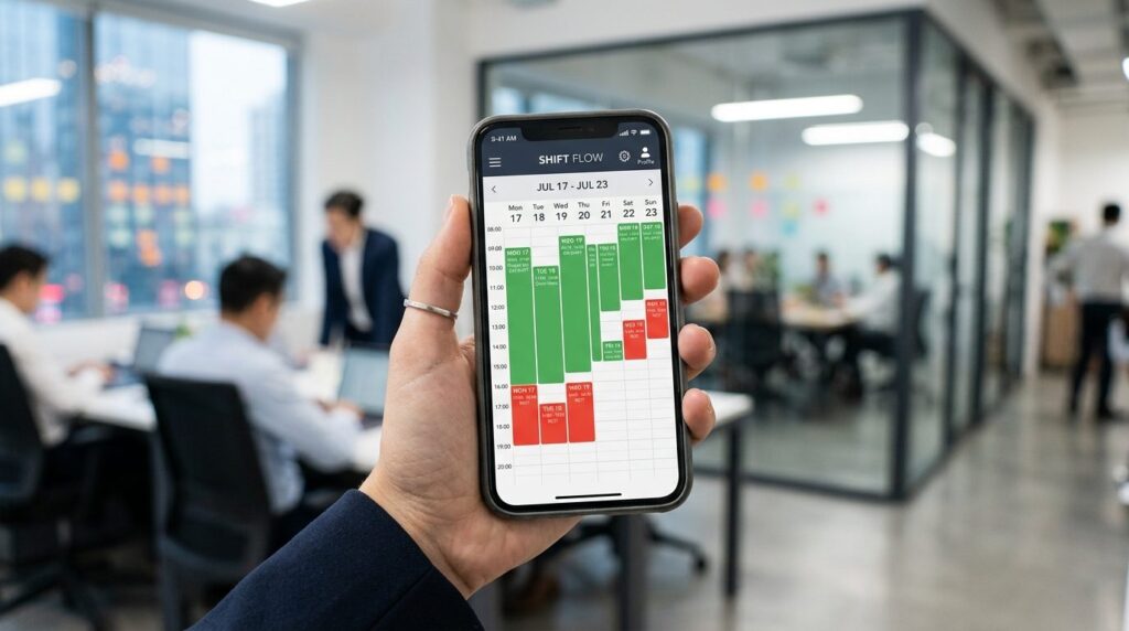 Close-up of a digital scheduling app interface on a smartpho