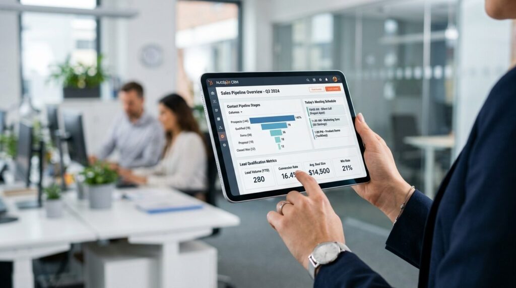 Close-up of a business professionals hands holding a tablet